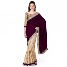 Janasya Women's Brasso & Net Saree (JNE0641.D _Multi-Coloured)